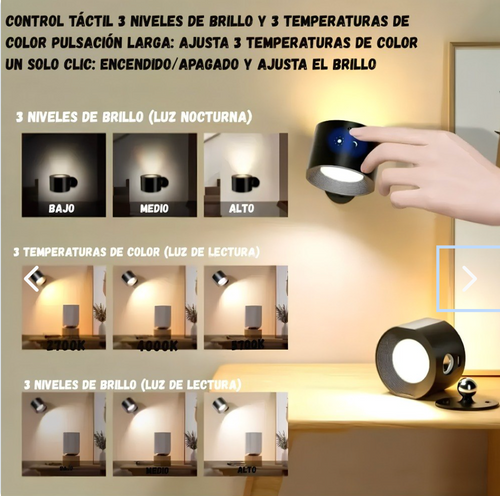 Lampara De Pared Magnetica Doble Luz Led